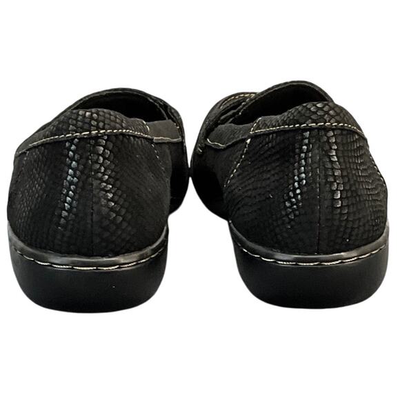 Clarks Collection Ashland Bubble Black Leather Slip On Comfort Loafer Women 7.5 - Picture 8 of 11